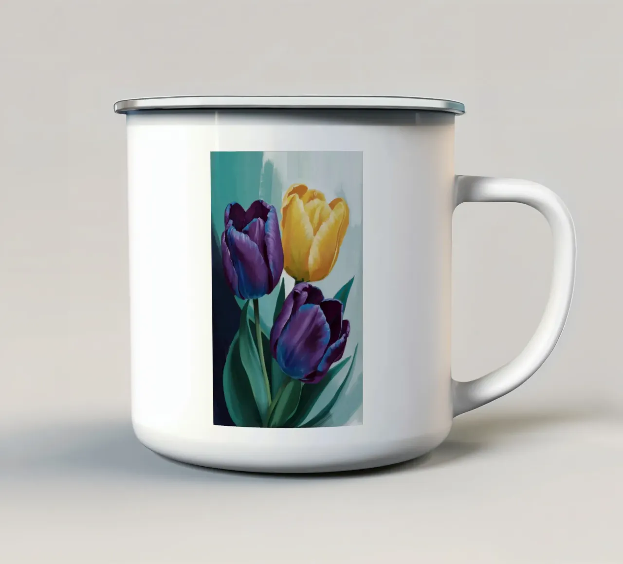 Moody Tulip Duo enamel mug by Flock Reverie