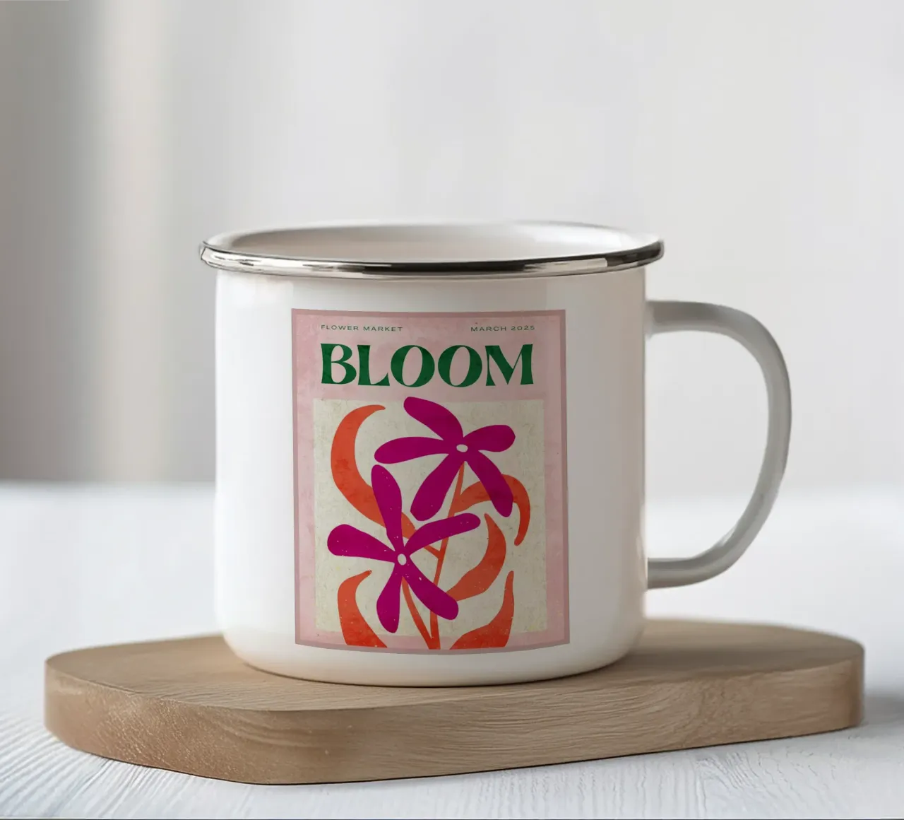 Poster del mercato dei fiori Bloom tazza in smalto da Jason Studio