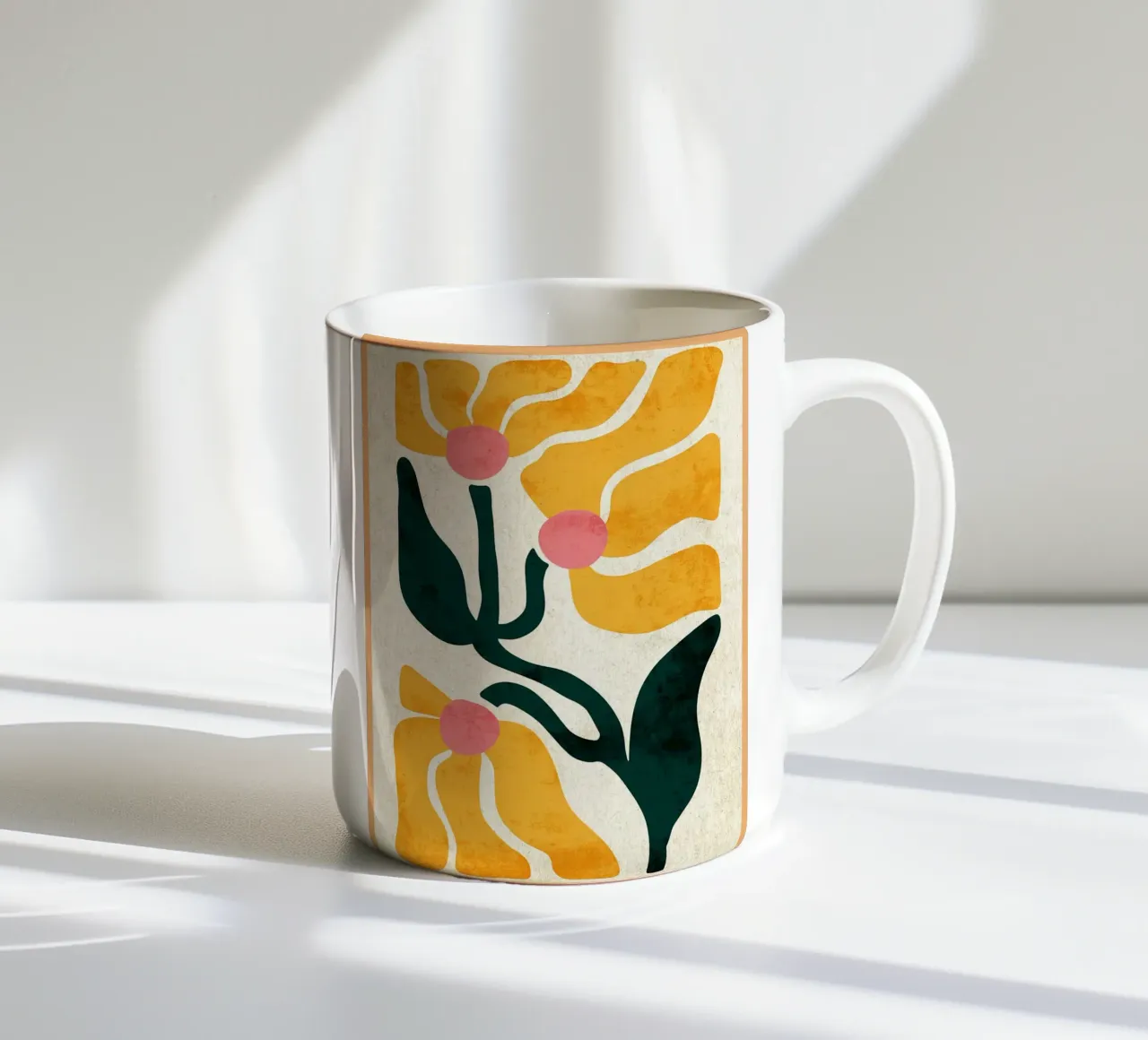 Abstracte bloemenprint keramische mok van Jason Studio