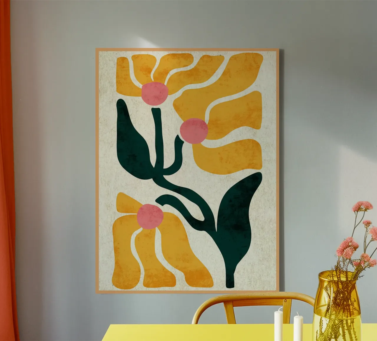 Abstracte bloemenprint canvas van Jason Studio
