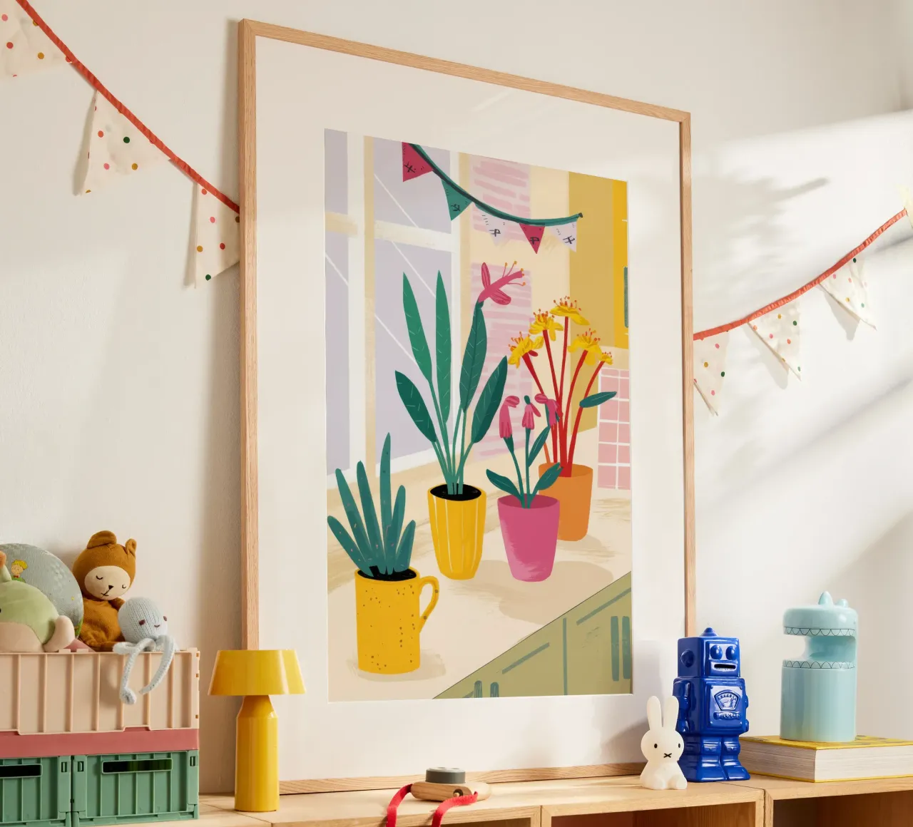 Zonnig keukenraam poster van Flock Reverie