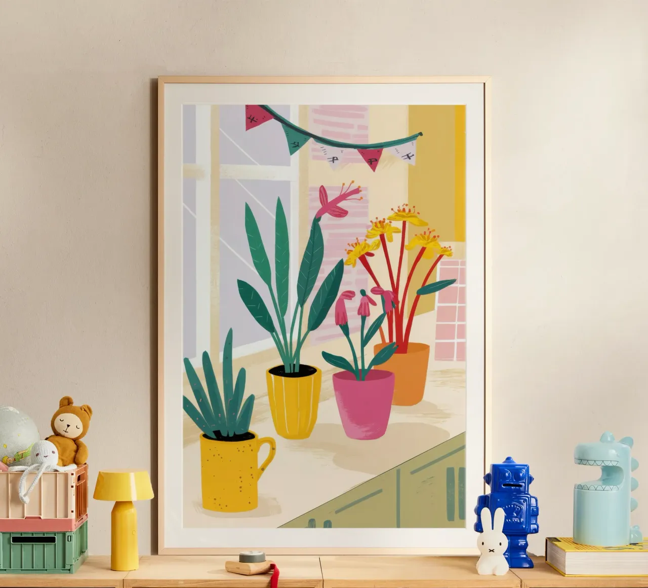 Zonnig keukenraam poster van Flock Reverie