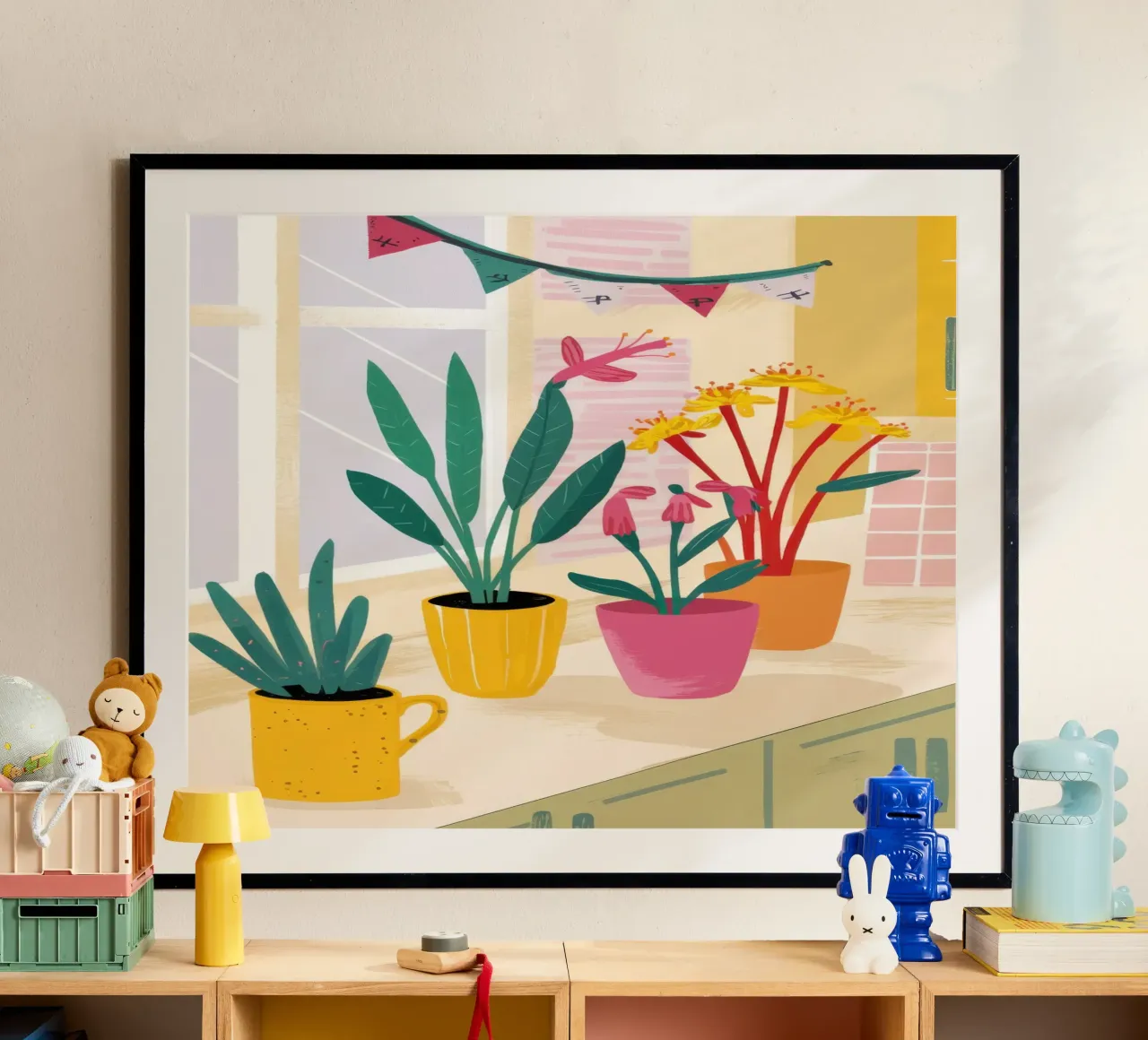 Zonnig keukenraam poster van Flock Reverie