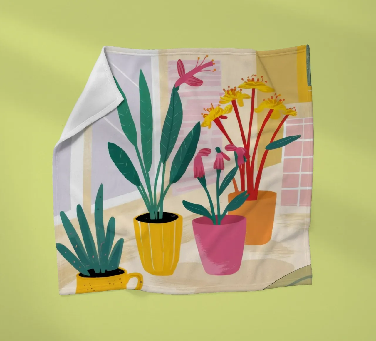 Sunny Kitchen Window fleece blanket by Flock Reverie
