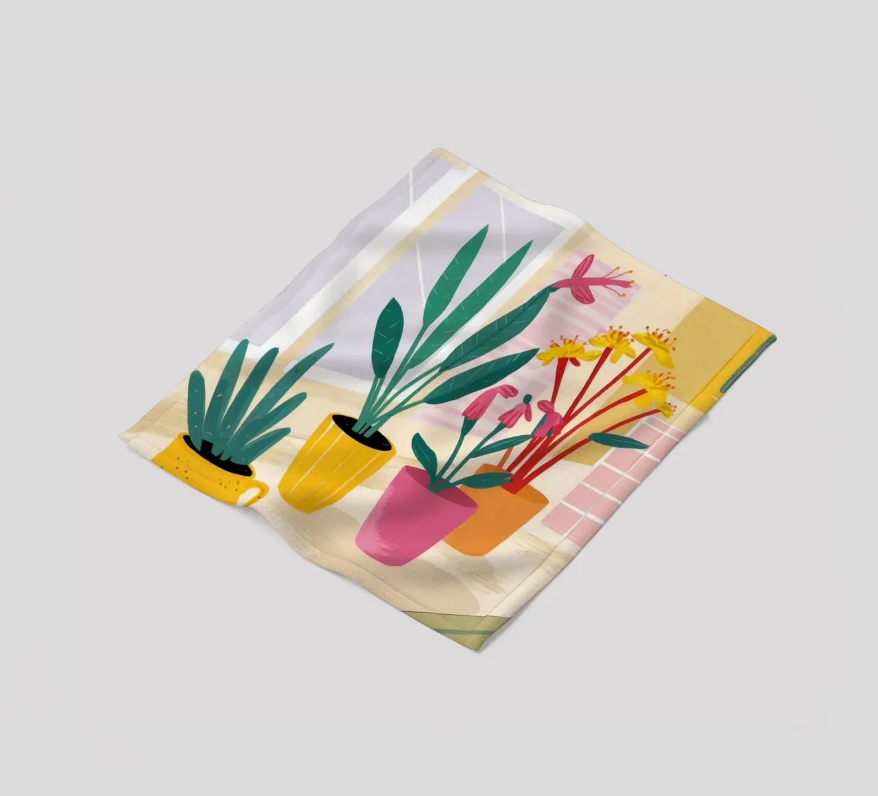 Sunny Kitchen Window fleece blanket by Flock Reverie