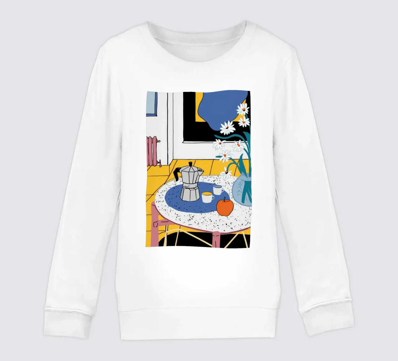 Cozy Coffee Corner kids sweatshirt by Flock Reverie