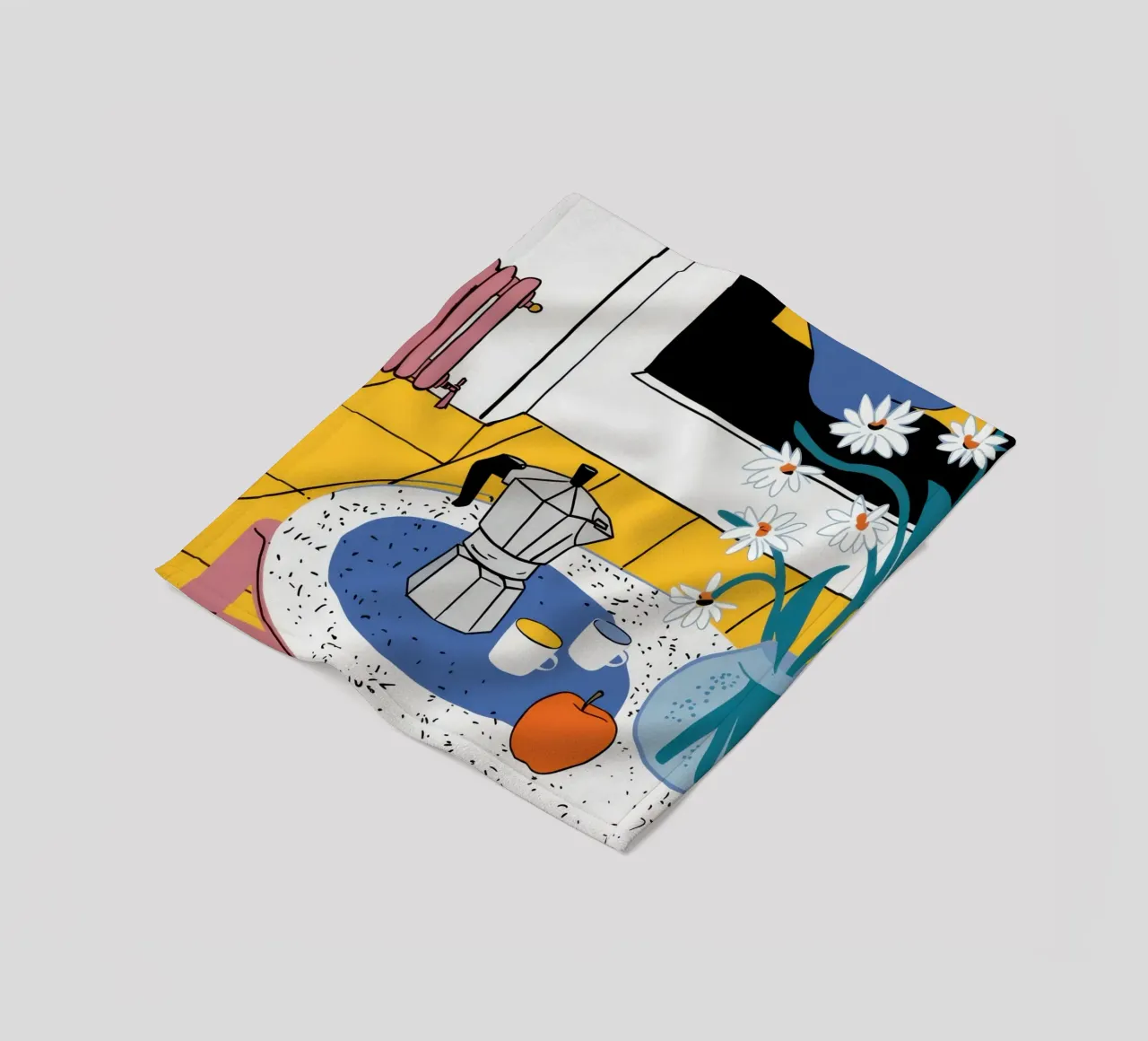Cozy Coffee Corner fleece blanket by Flock Reverie