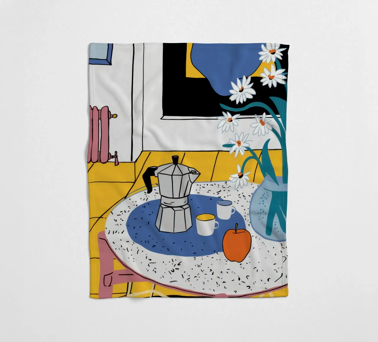 Cozy Coffee Corner fleece blanket by Flock Reverie