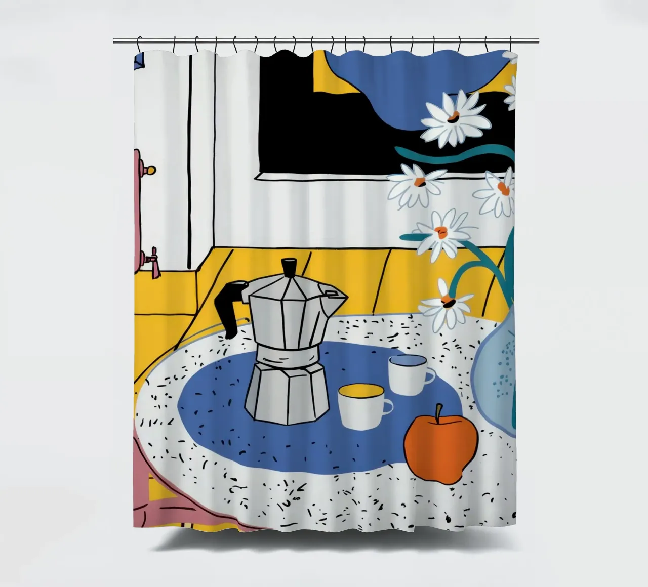 Cozy Coffee Corner shower curtain by Flock Reverie