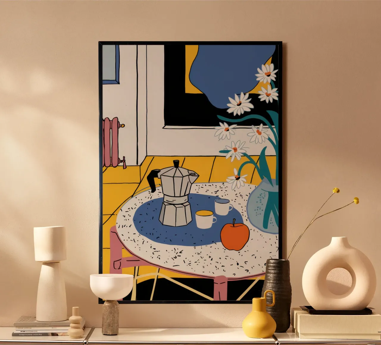 Accogliente angolo caffè poster con telaio in plastica da Flock Reverie