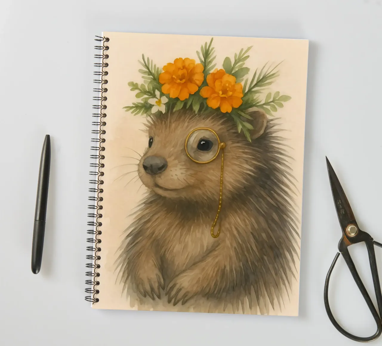 The Gentlemen Hedgehog spiral notebook by Graceful Desine
