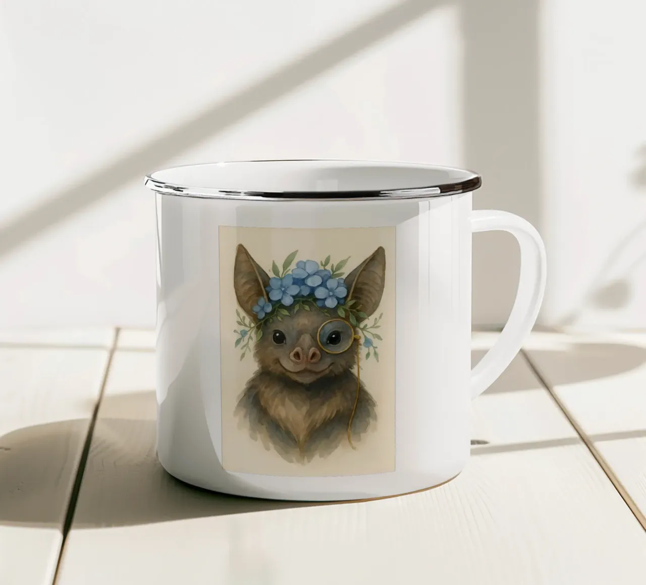 Il pipistrello gentiluomo tazza in smalto da Graceful Desine