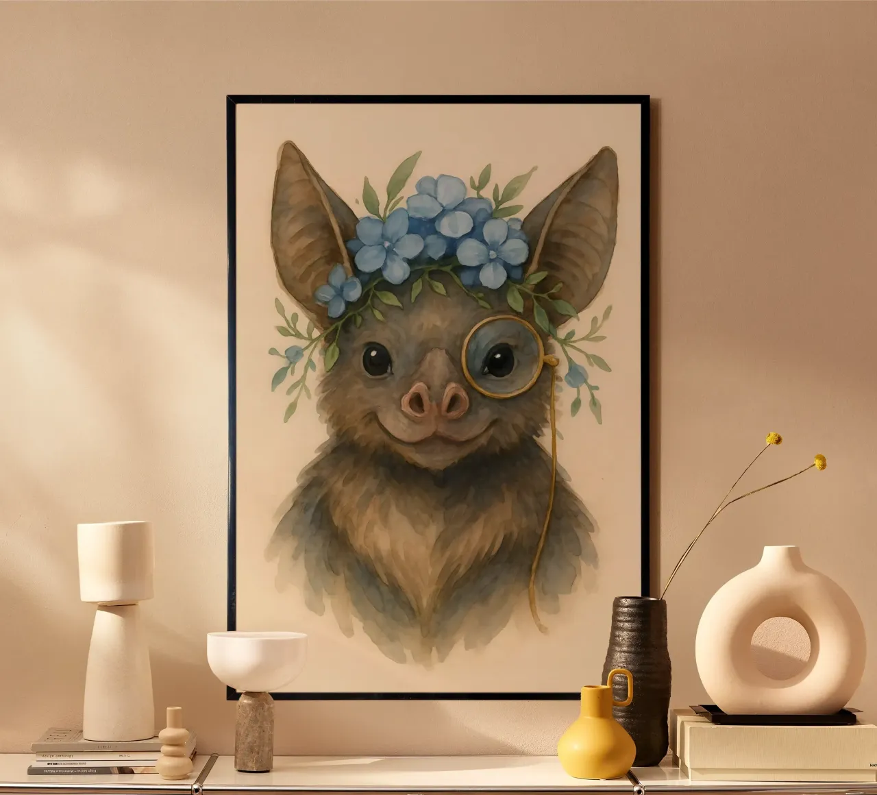 Il pipistrello gentiluomo poster con telaio in plastica da Graceful Desine