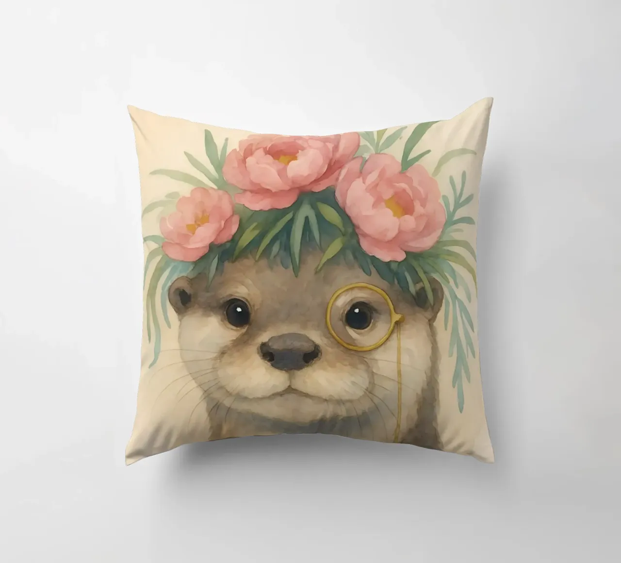 The Gentle Otter vine decorative cushion by Graceful Desine
