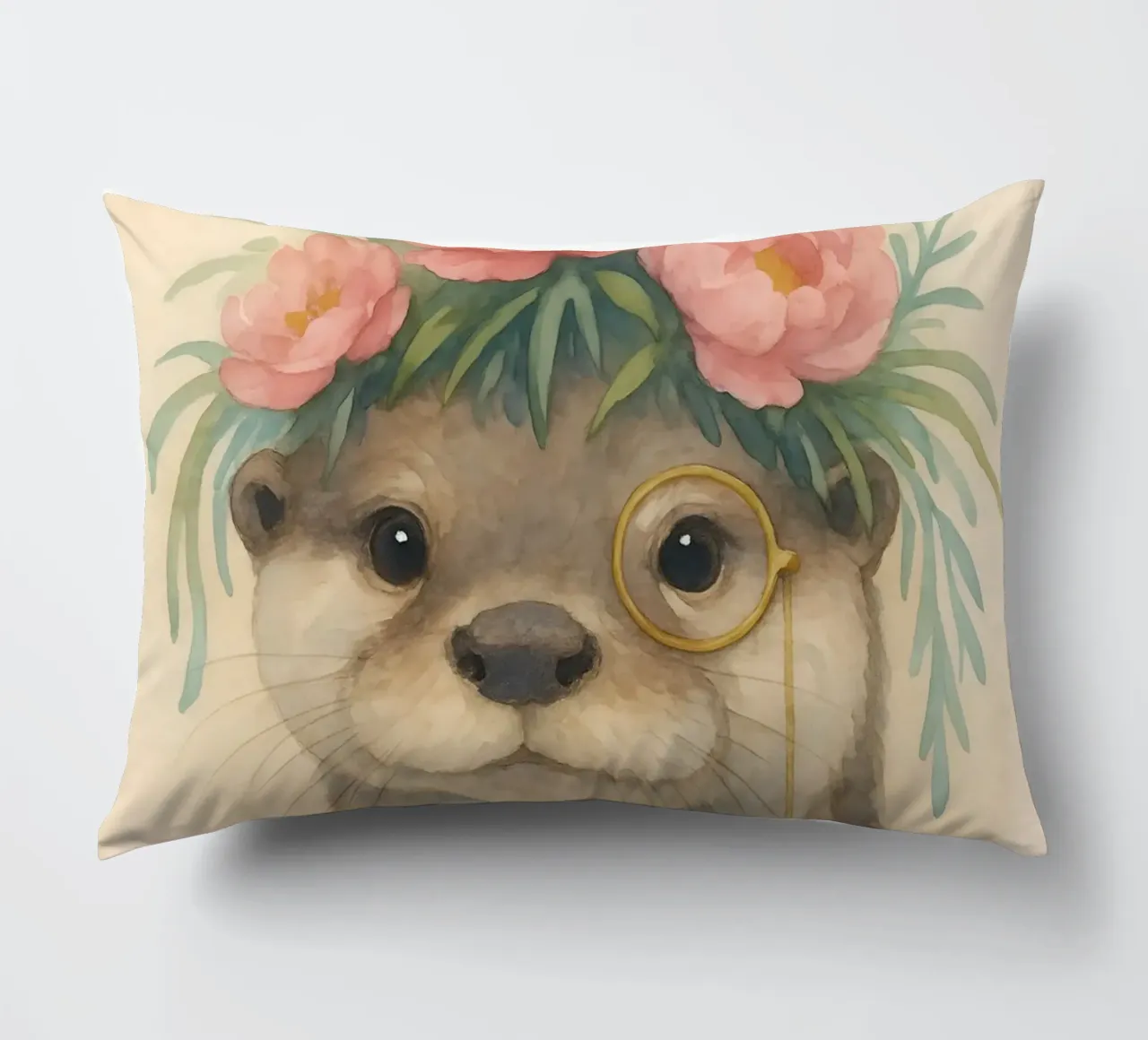 The Gentle Otter vine decorative cushion by Graceful Desine