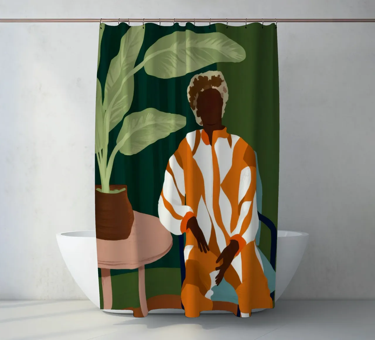 Homme en veste orange rideau de douche de Flock Reverie