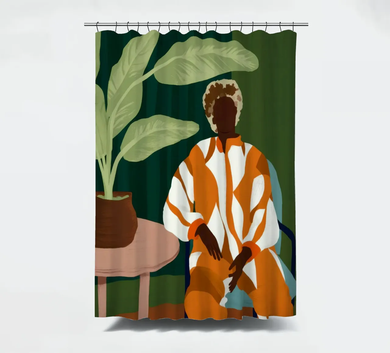 Homme en veste orange rideau de douche de Flock Reverie
