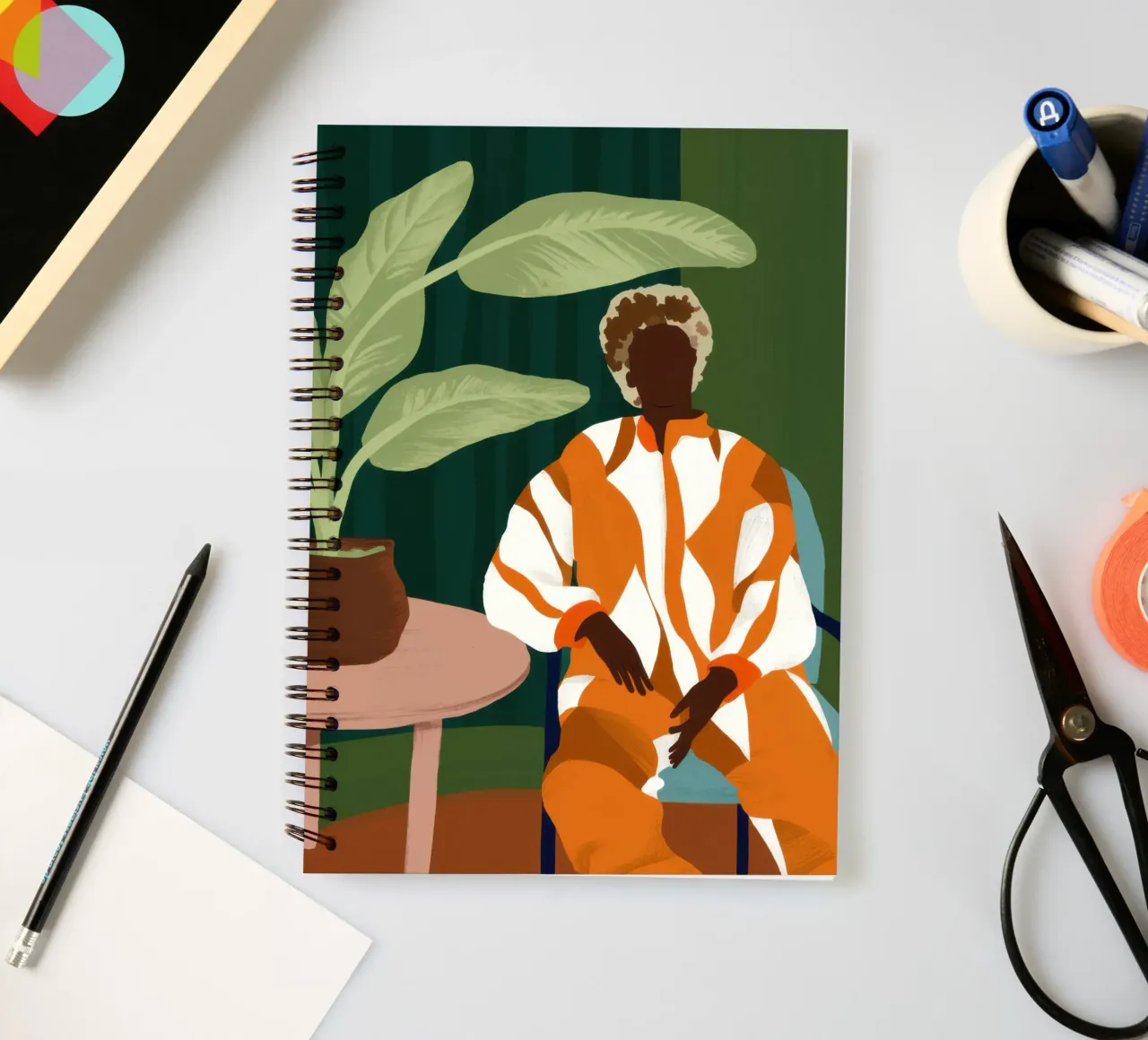 Man in an Orange Jacket spiral notebook by Flock Reverie
