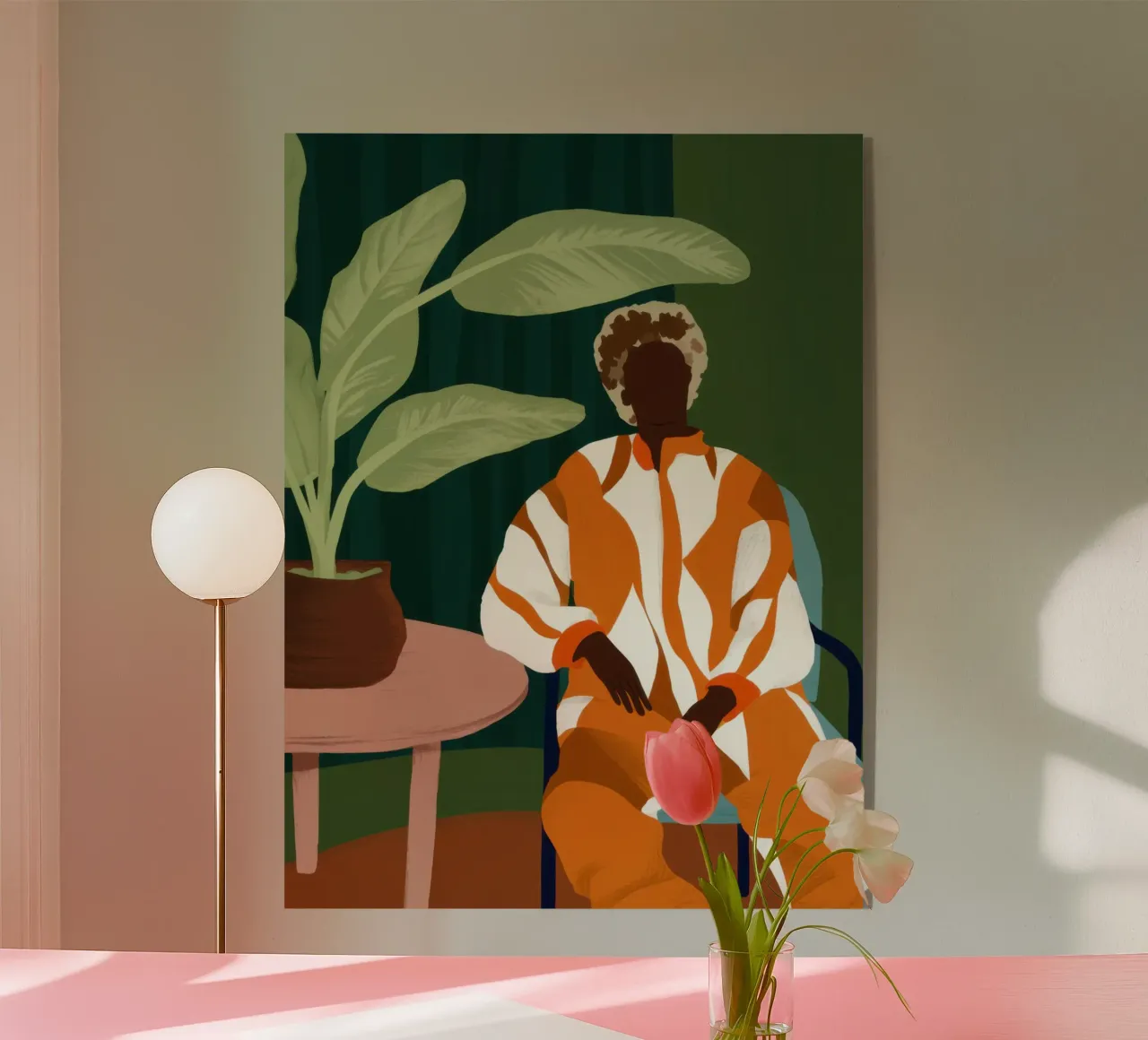 Uomo in giacca arancione plexiglass da Flock Reverie