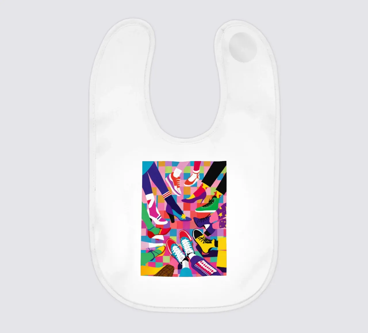 Abstract Sneaker Collage baby bib by Flock Reverie