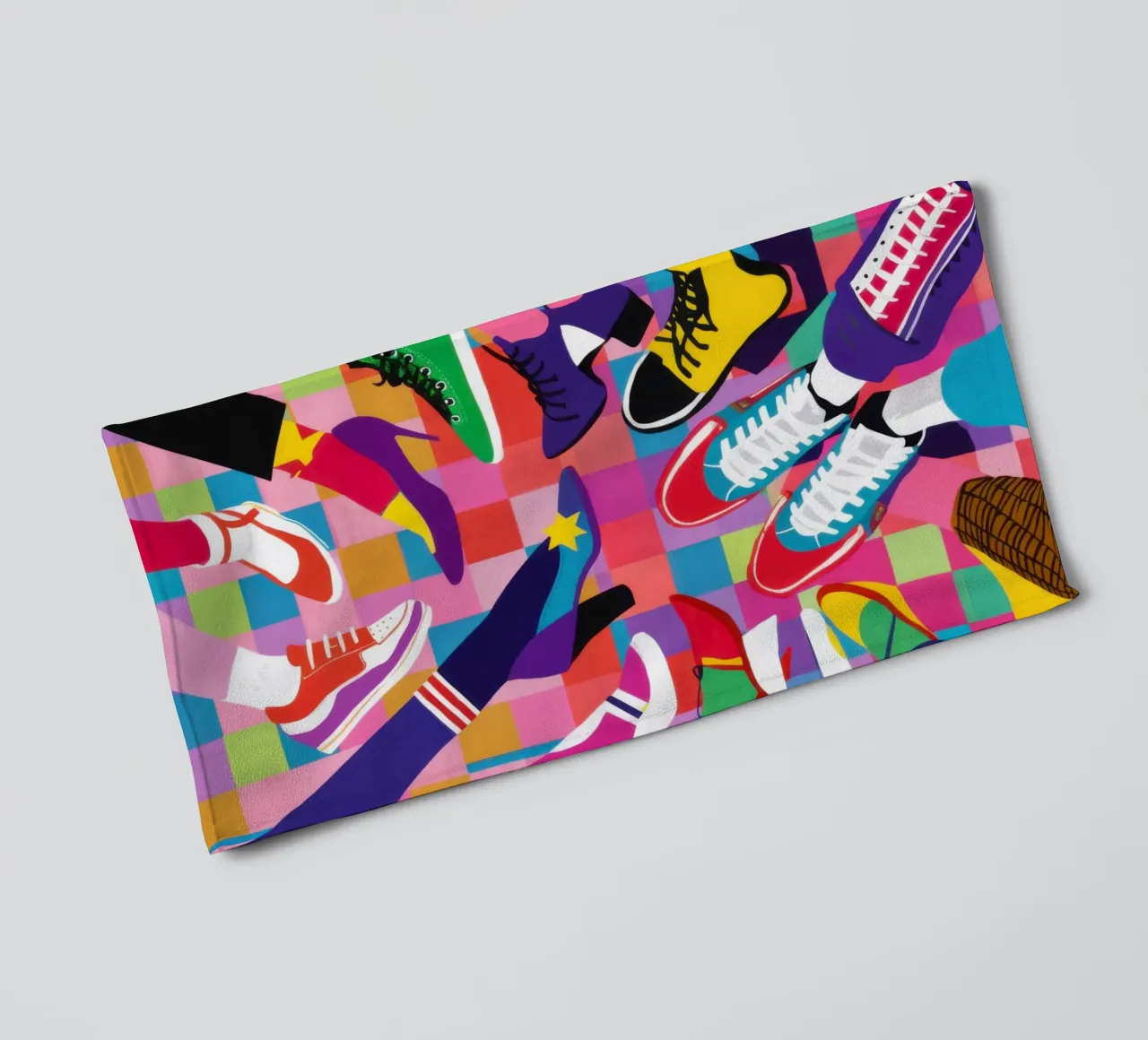 Abstract Sneaker Collage towel by Flock Reverie