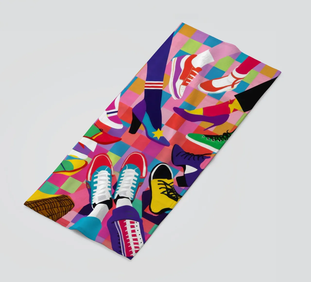Abstract Sneaker Collage beach towel by Flock Reverie