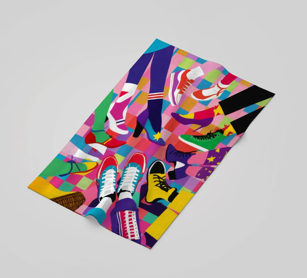 Abstract Sneaker Collage beach towel by Flock Reverie