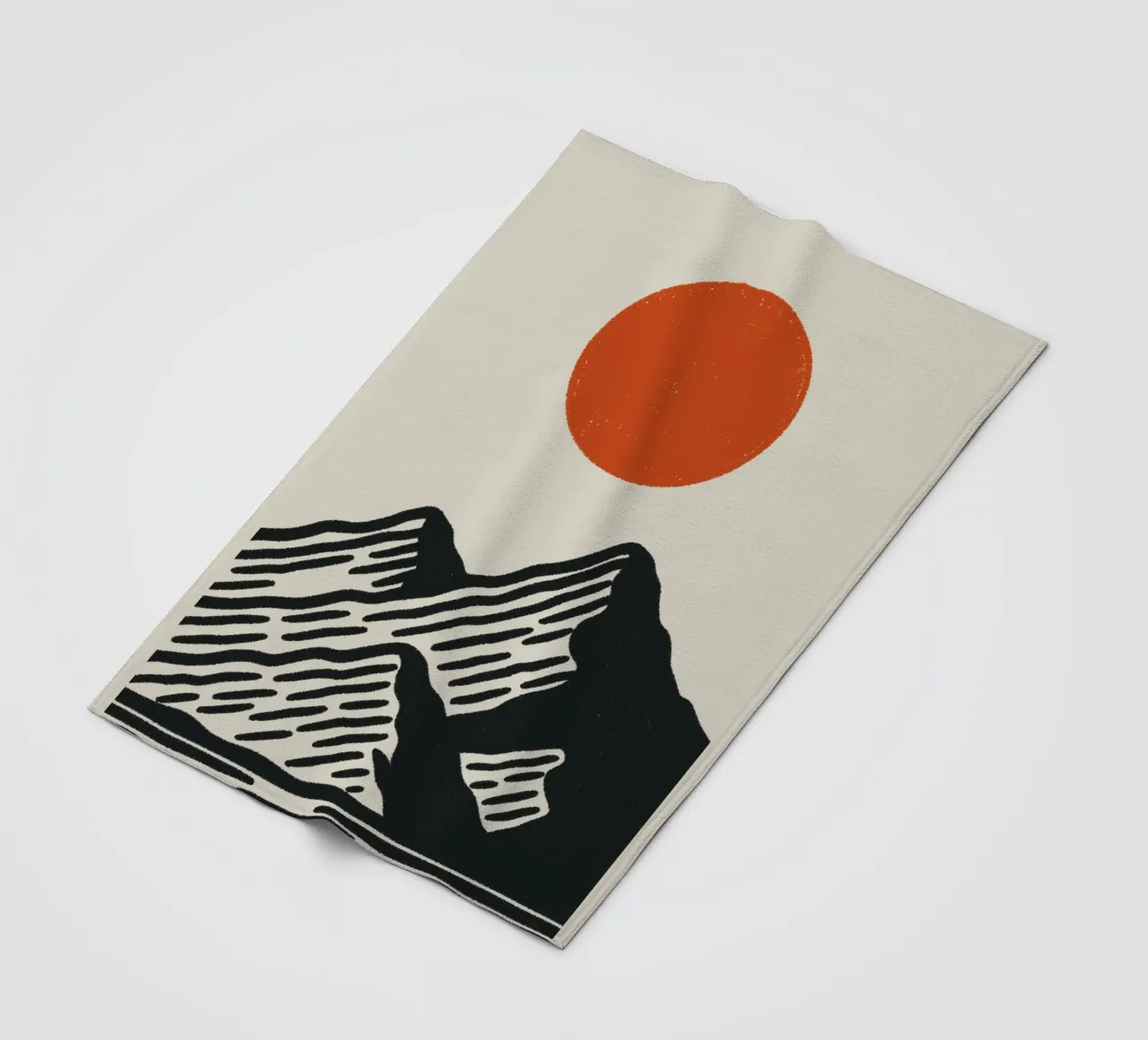 Poster naturalistico di ispirazione giapponese - Sole di montagna grafico coperta in pile da Studio Mooodz