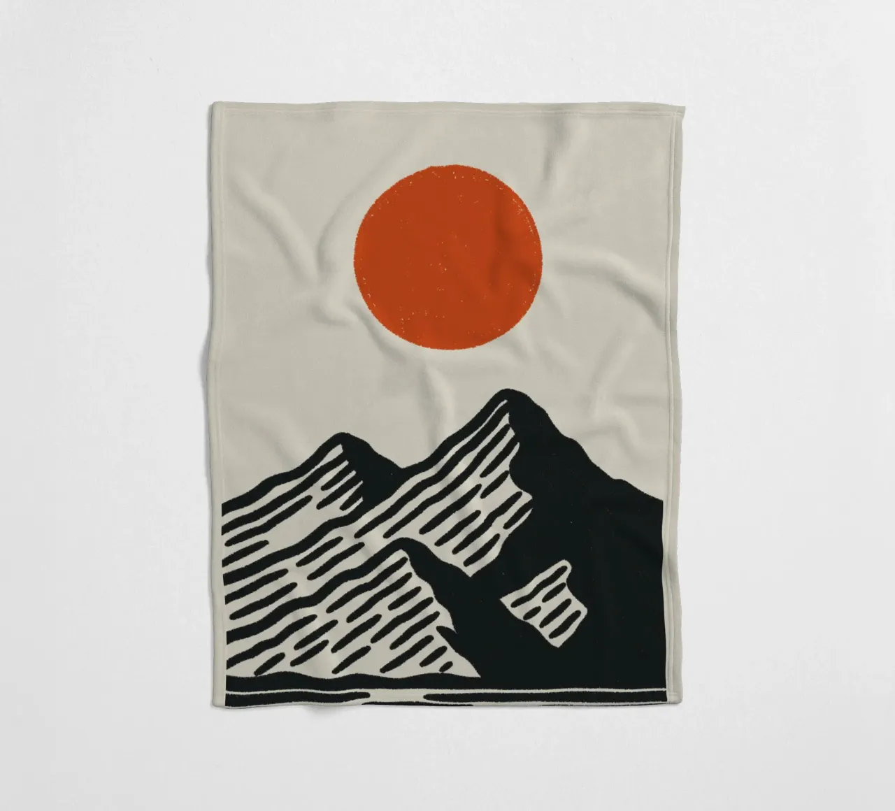 Poster naturalistico di ispirazione giapponese - Sole di montagna grafico coperta in pile da Studio Mooodz