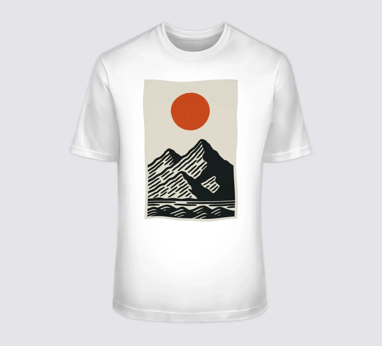 Poster naturalistico di ispirazione giapponese - Sole di montagna grafico t-shirt da Studio Mooodz