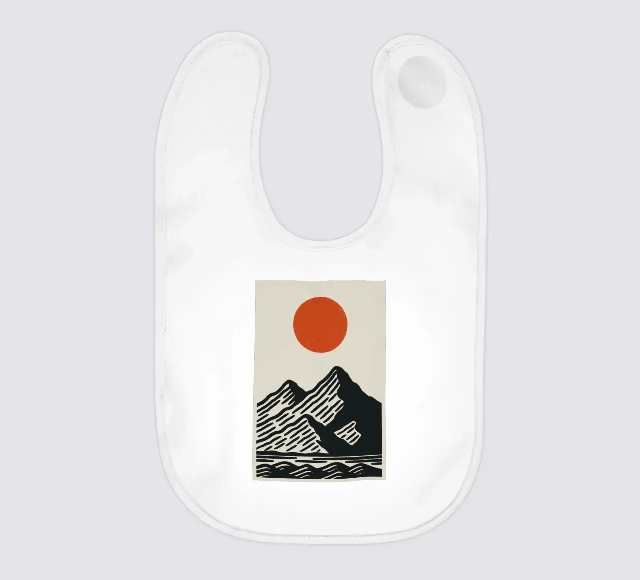 Poster naturalistico di ispirazione giapponese - Sole di montagna grafico bavaglino da Studio Mooodz