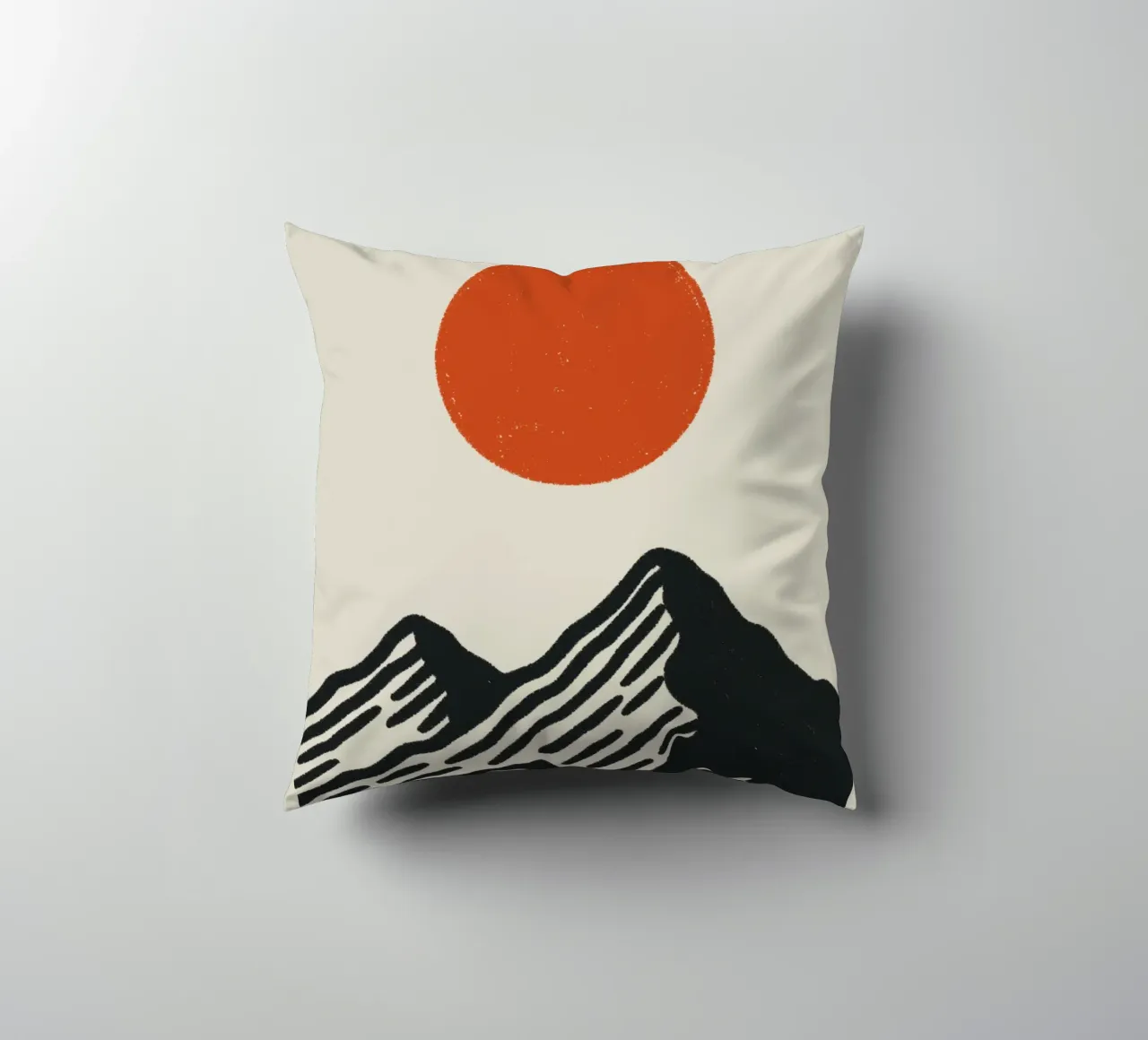 Japan-Inspired Nature Poster – Graphic Mountain Sun decorative cushion by Studio Mooodz