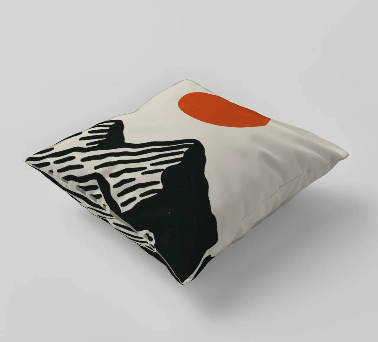 Japan-Inspired Nature Poster – Graphic Mountain Sun decorative cushion by Studio Mooodz