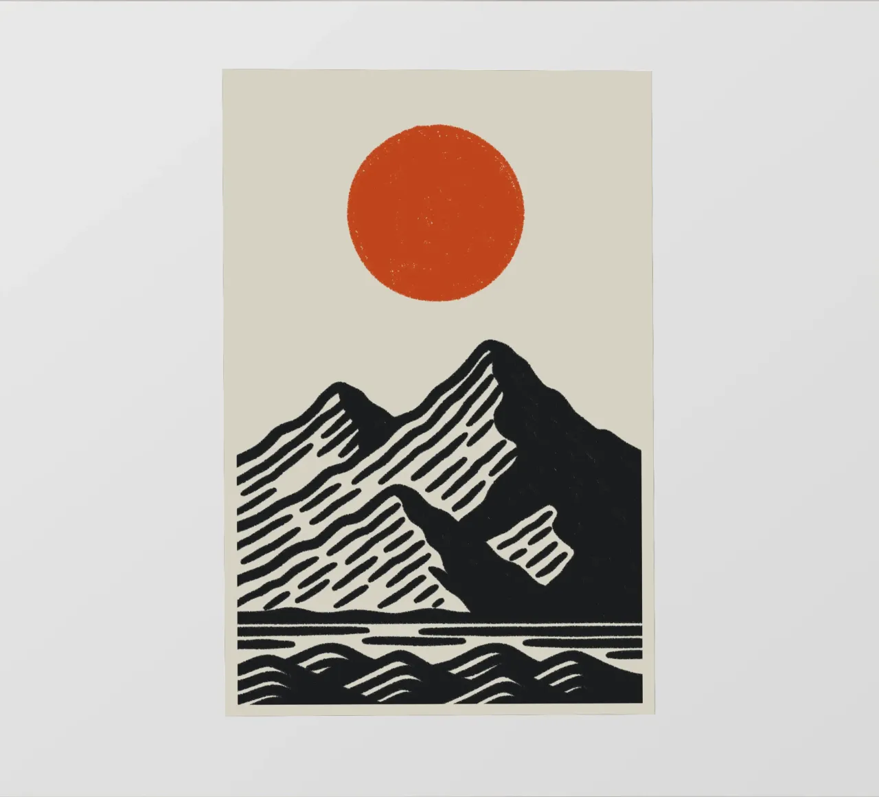 Poster naturalistico di ispirazione giapponese - Sole di montagna grafico telo in pvc da Studio Mooodz