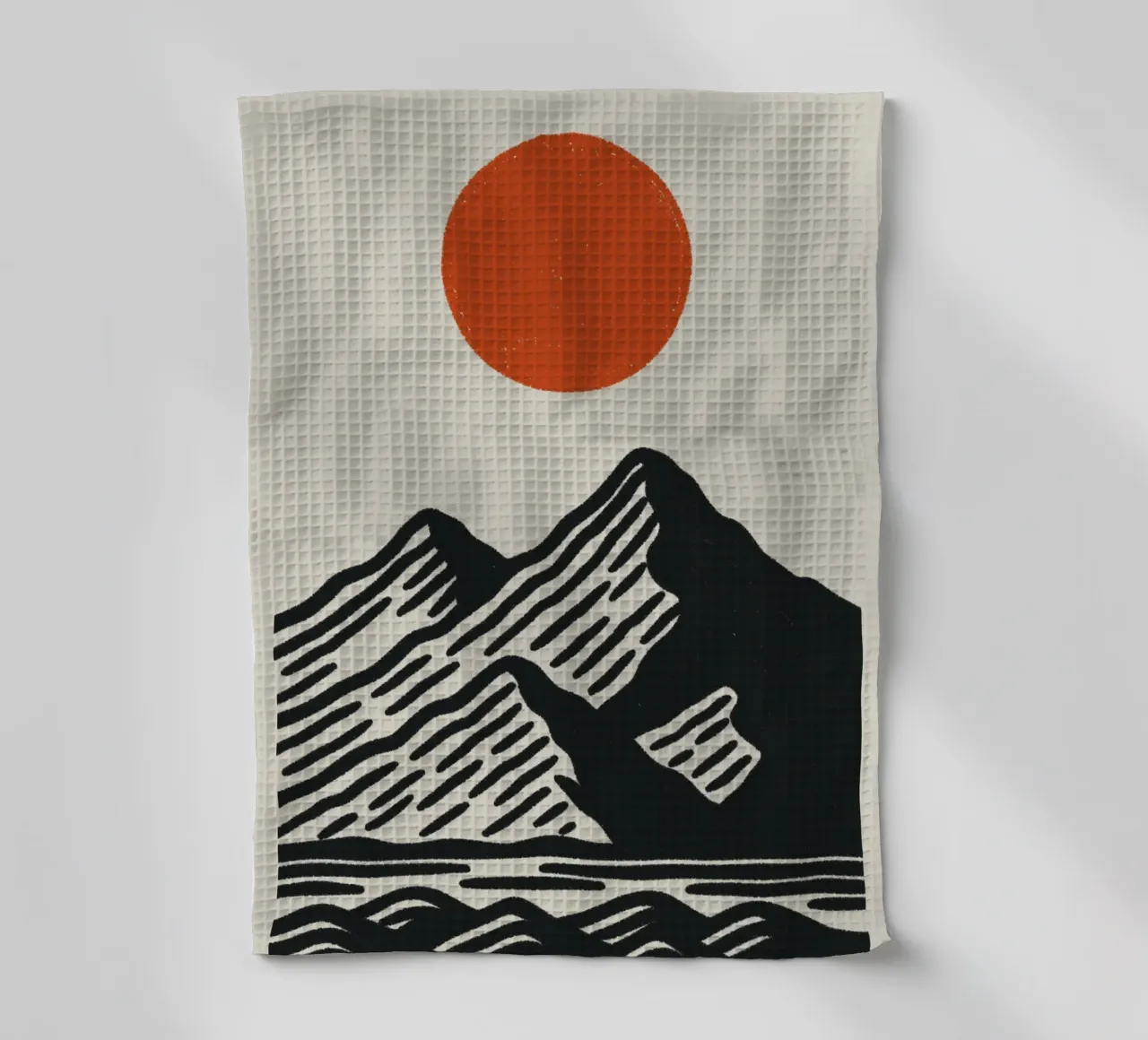 Poster naturalistico di ispirazione giapponese - Sole di montagna grafico canovaccio da cucina da Studio Mooodz