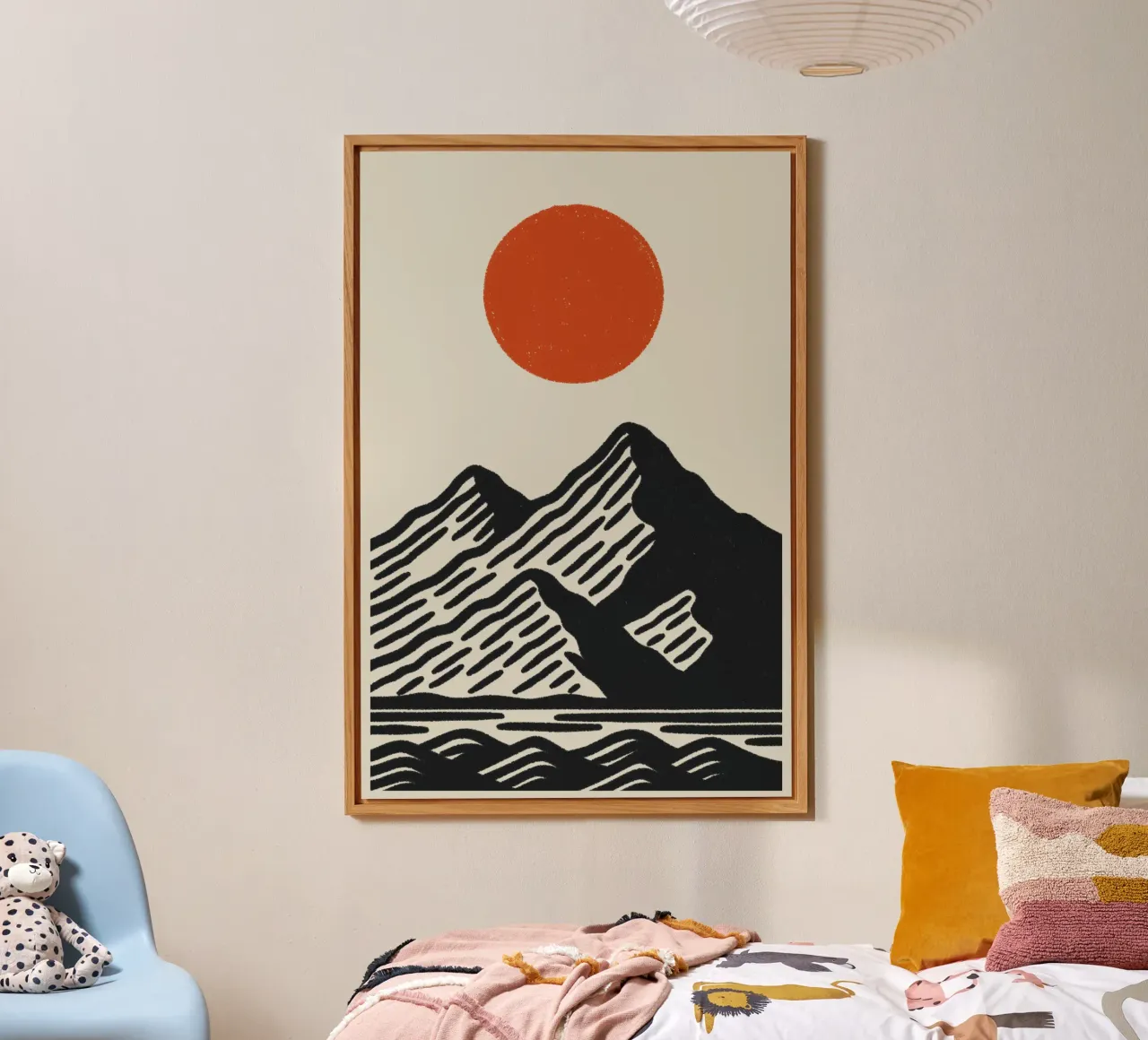 Poster naturalistico di ispirazione giapponese - Sole di montagna grafico alluminio dibond da Studio Mooodz