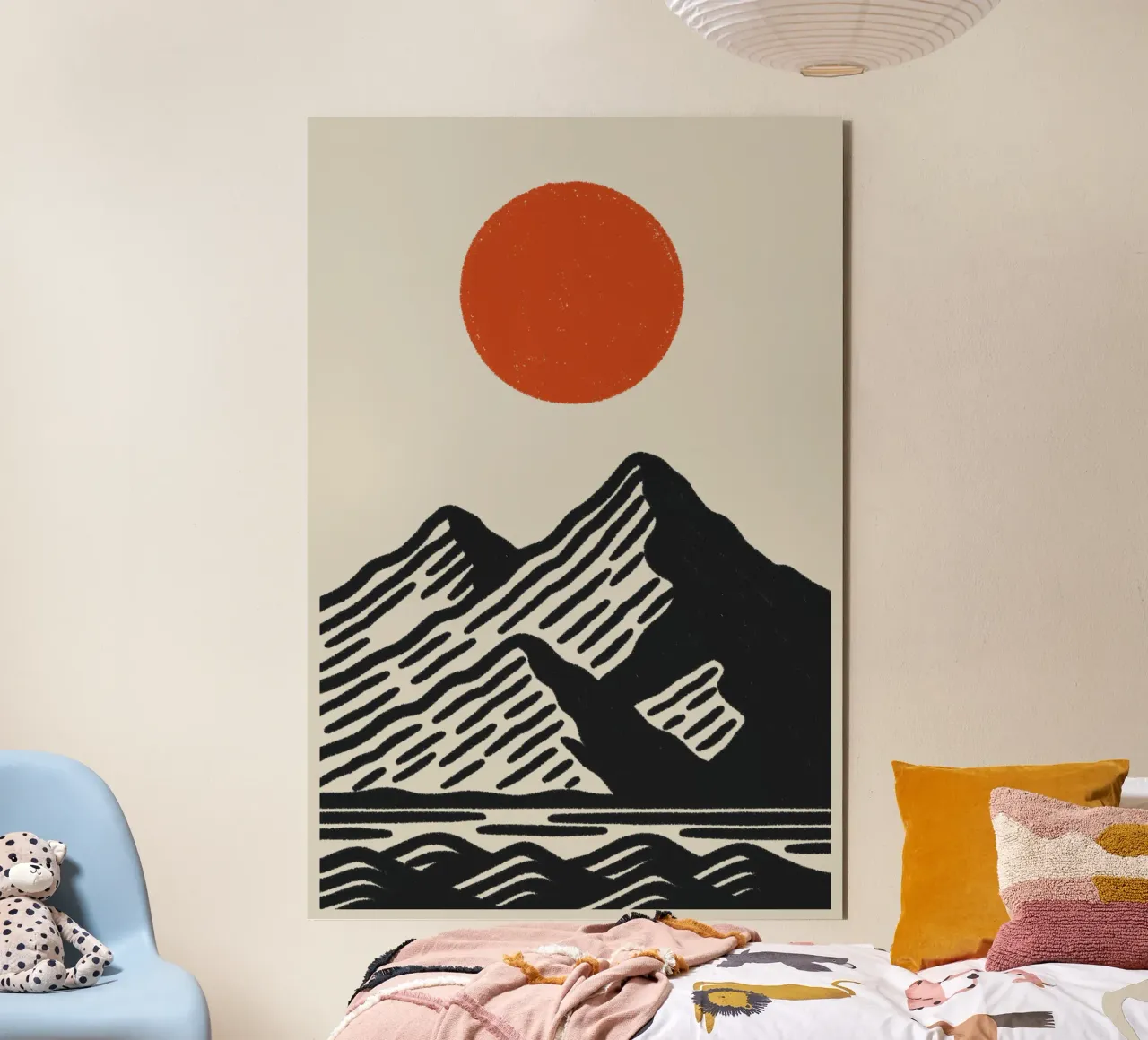 Poster naturalistico di ispirazione giapponese - Sole di montagna grafico alluminio dibond da Studio Mooodz