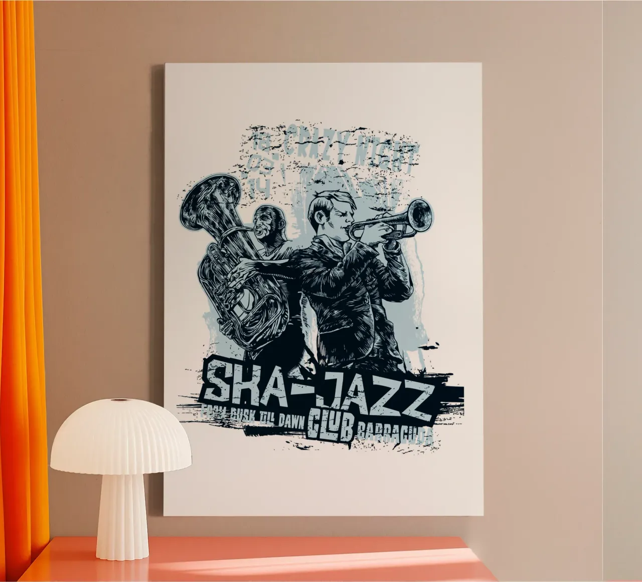 Concerto dal vivo Crazy Night SKA Jazz tela con Cornice a cassetta da Cute