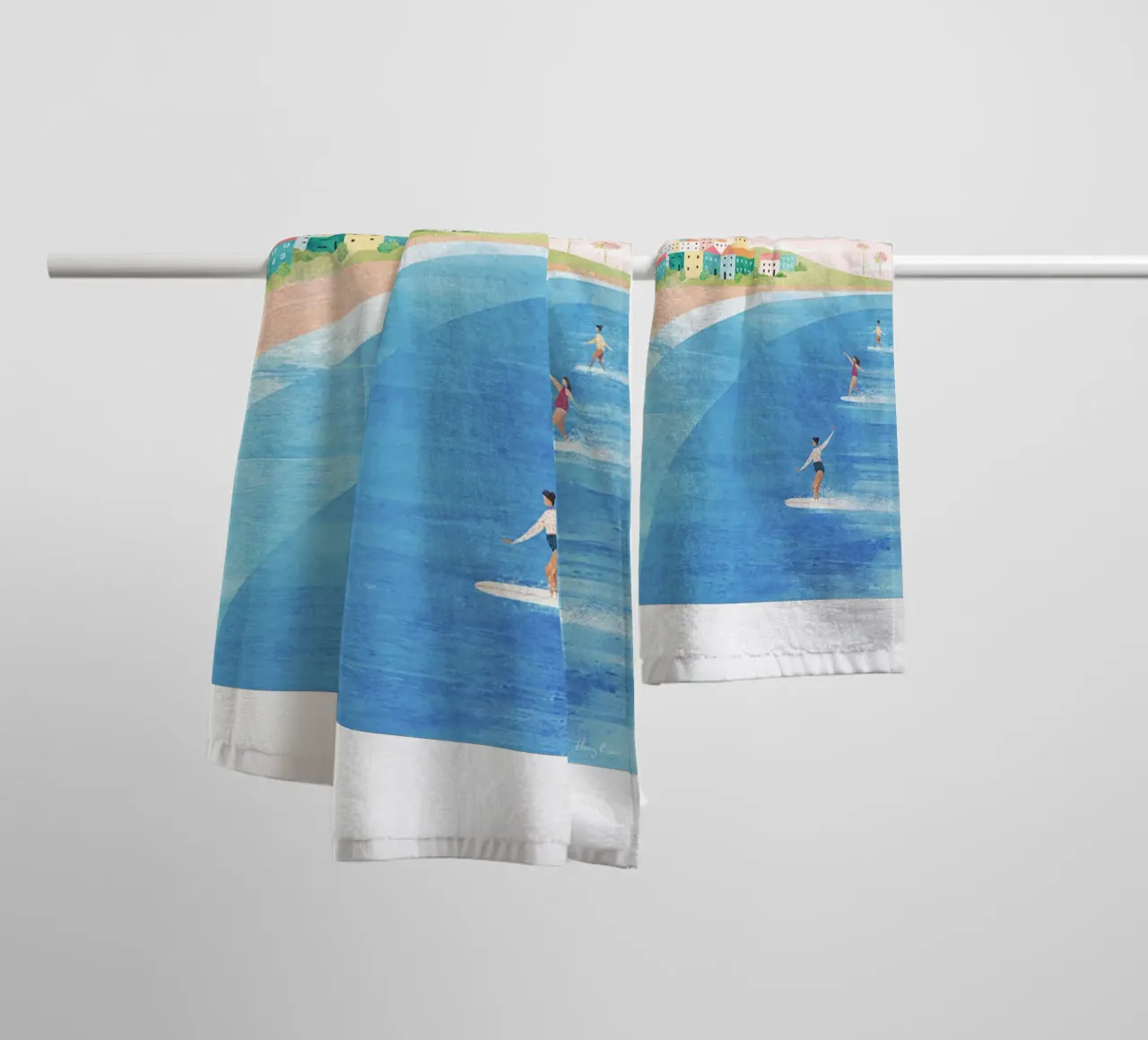 le donne fanno surf asciugamano da bagno da damon store