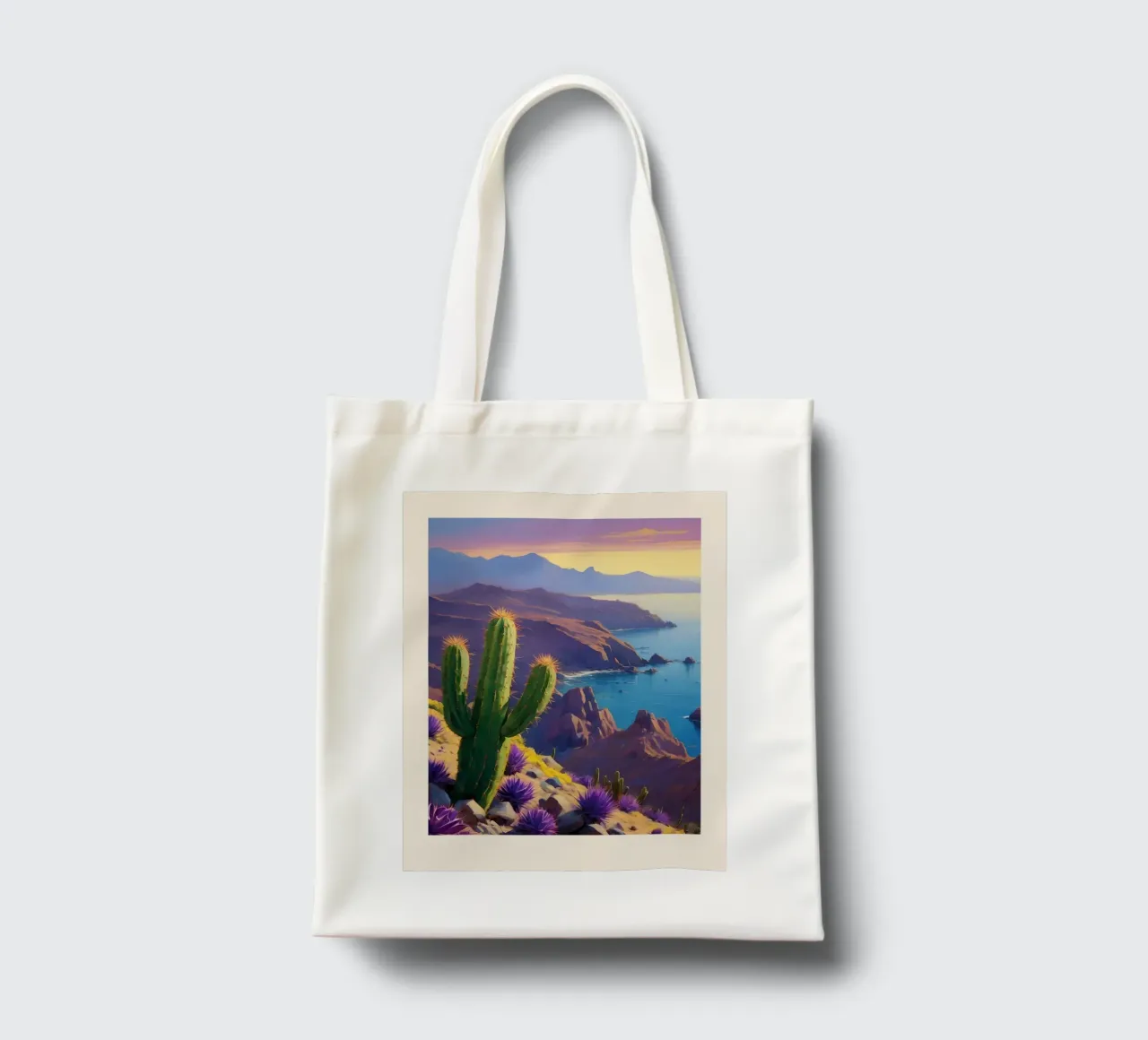 Sunset Over the Cliffs borsa in juta da Indigo Rain