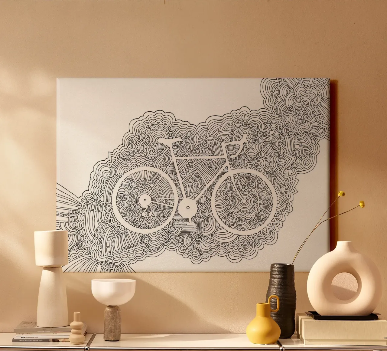 Meditatie voor fietstekenen canvas met Baklijst van KP Design