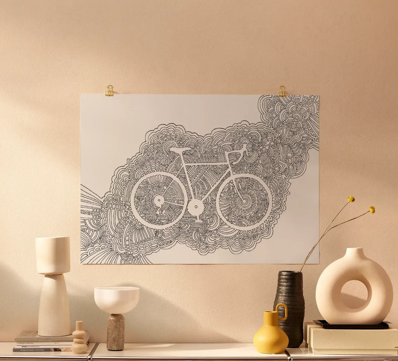 Meditazione sul disegno della bicicletta poster con telaio in plastica da KP Design