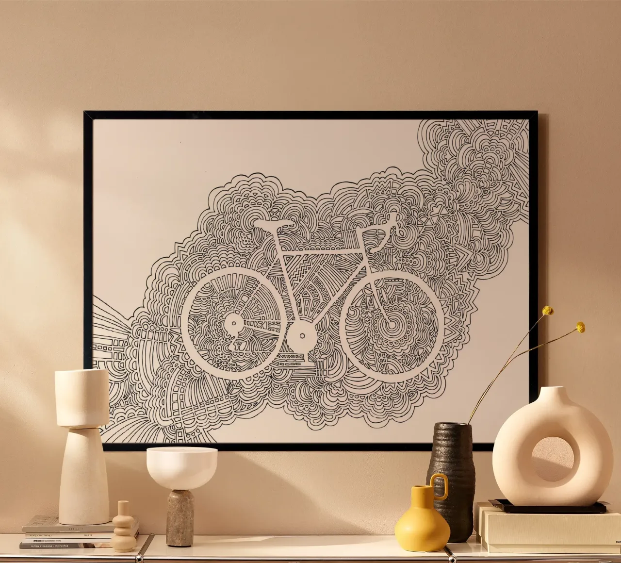 Meditazione sul disegno della bicicletta poster con telaio in plastica da KP Design