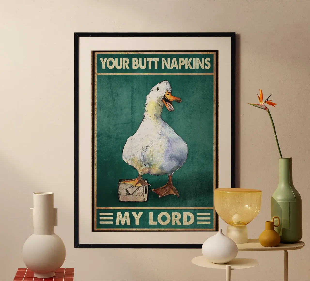 The Duck And Toilet Paper Roll hahnemühle by hibbs ronniee