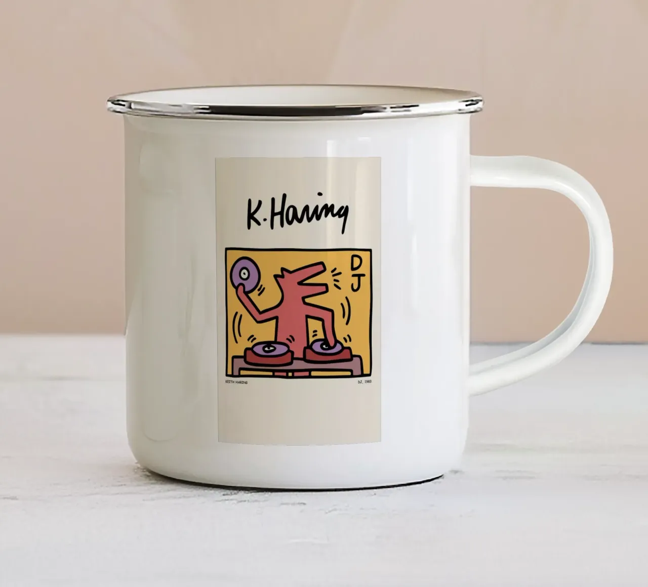 Keith Haring DJ.1983 tazza in smalto da edward shop