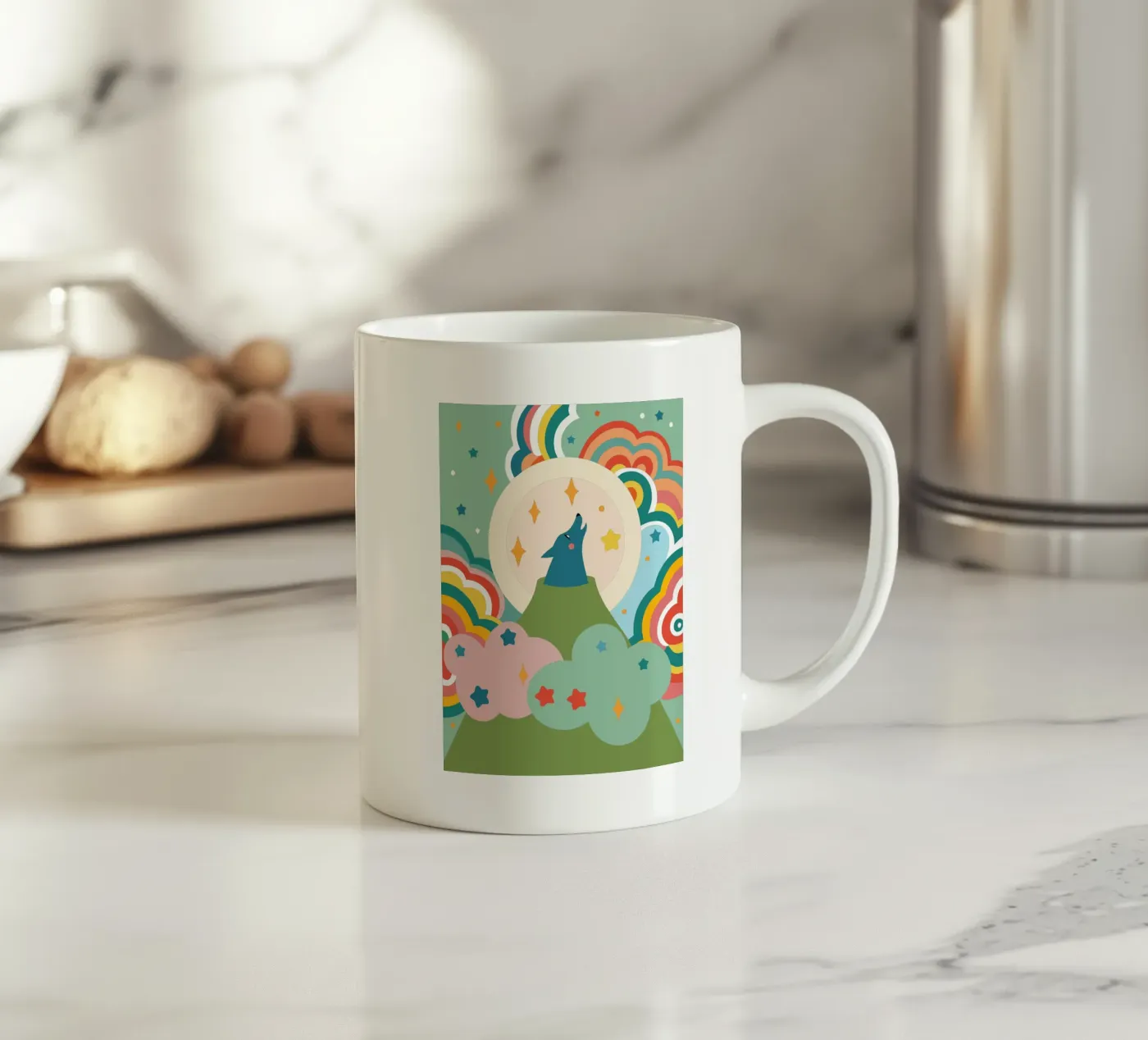 Wolf Roar ceramic mug by CUTE ANIMALS