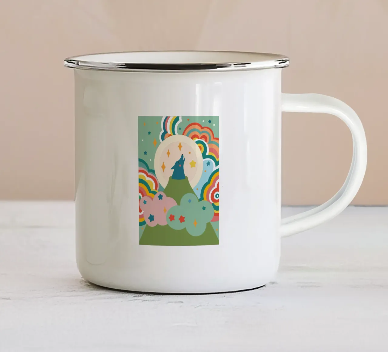 Ruggito del lupo tazza in smalto da CUTE ANIMALS