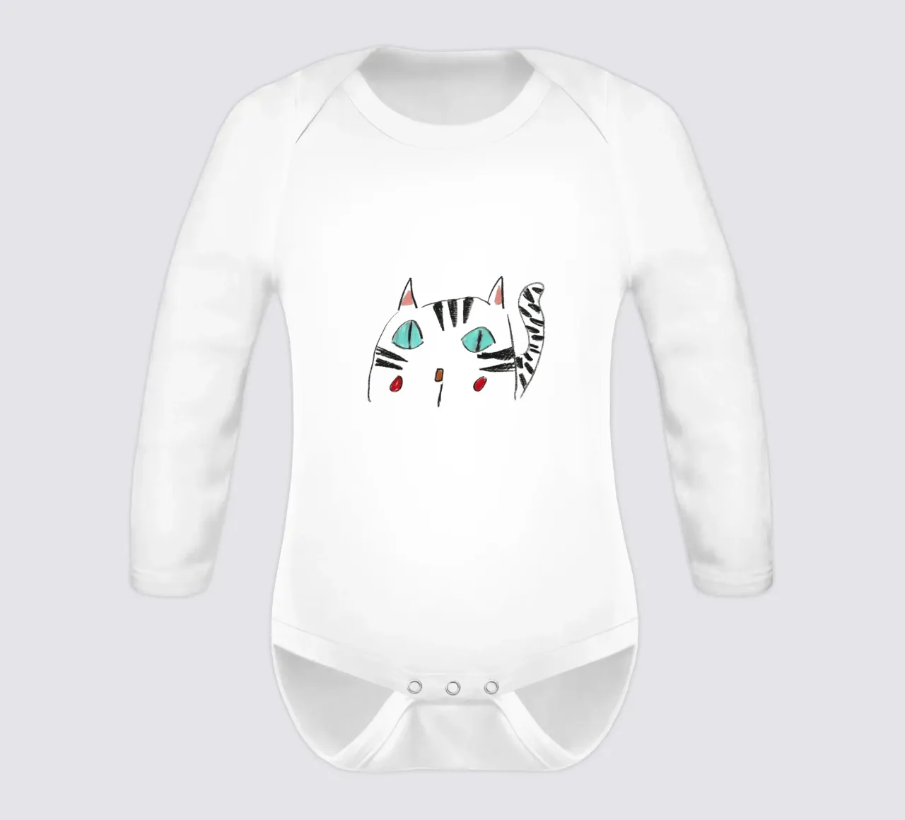 Miau Miau #2 long-sleeve baby romper by Ava Baleine