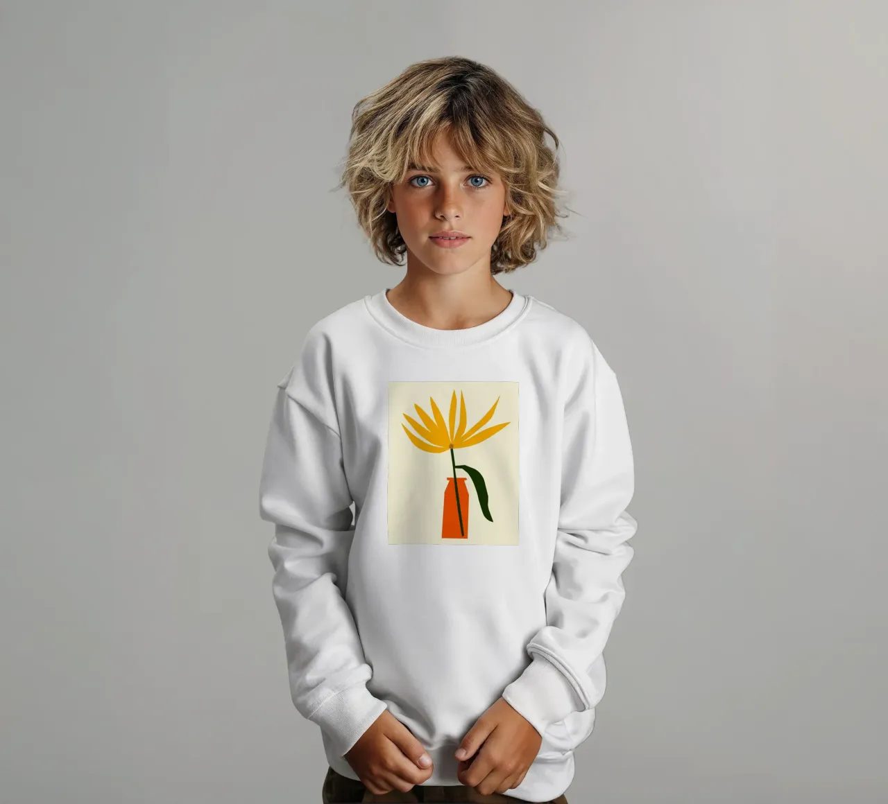 Vaso e fiore giallo felpa bambino da Haleigh