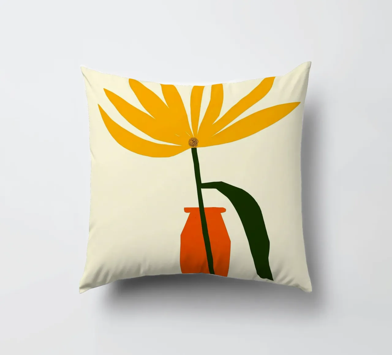 Vaso e fiore giallo cuscino da Haleigh